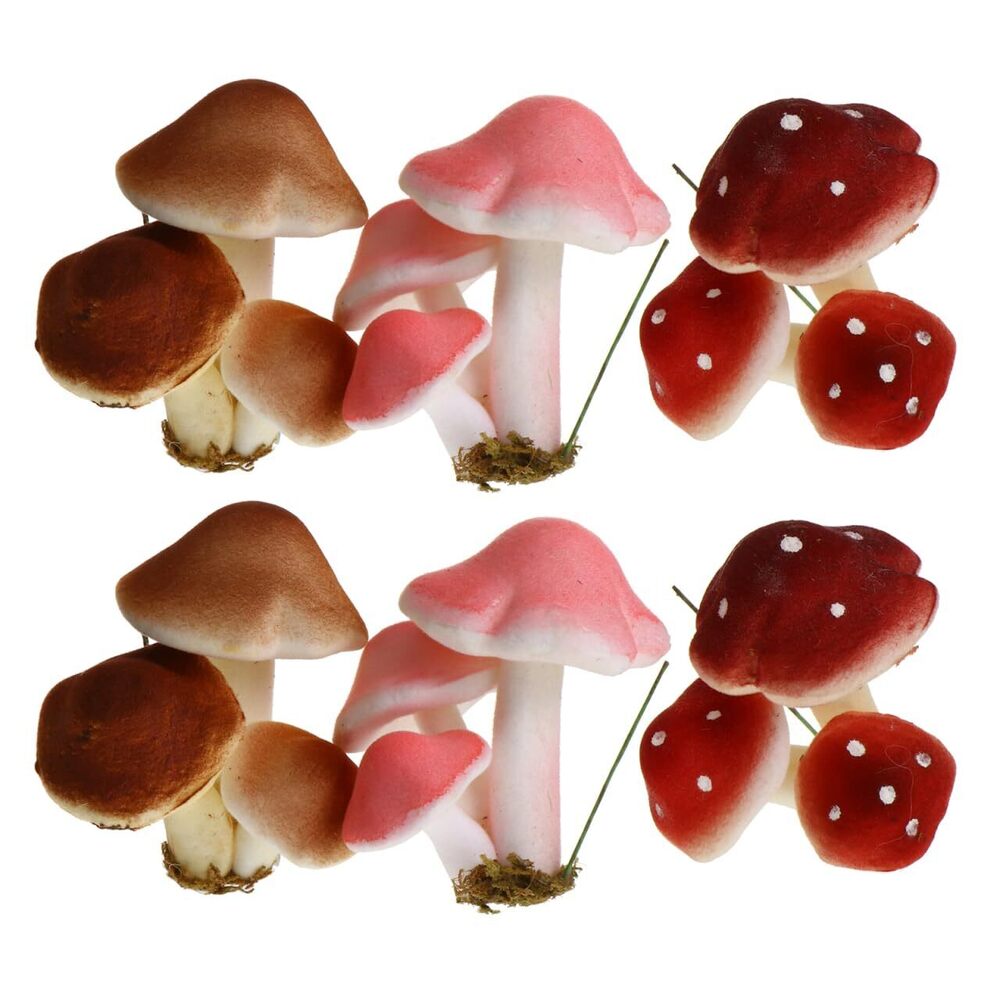 3692 6Pcs Mini Mushroom Figurines Garden Decor Tiny Resin Mushroom